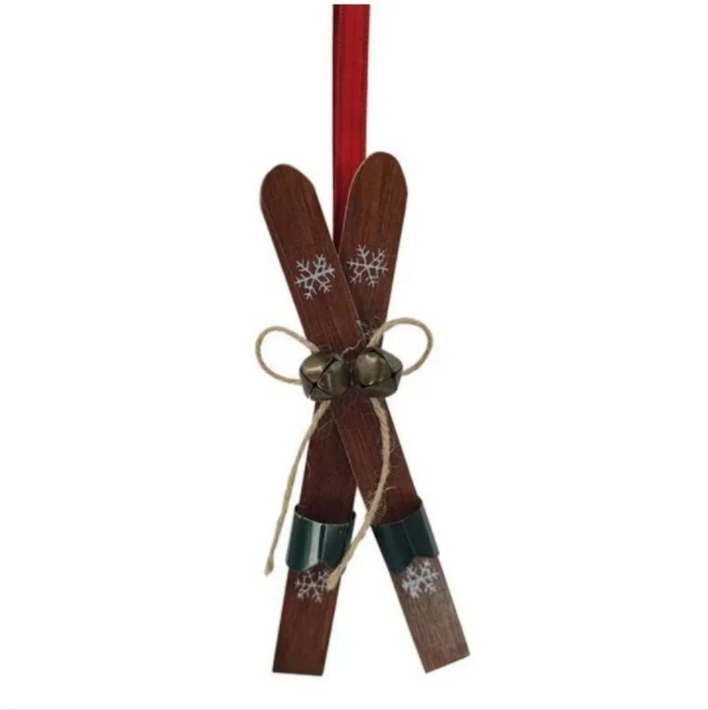 Wooden Snow Skis Ornament & Bag Charm 6